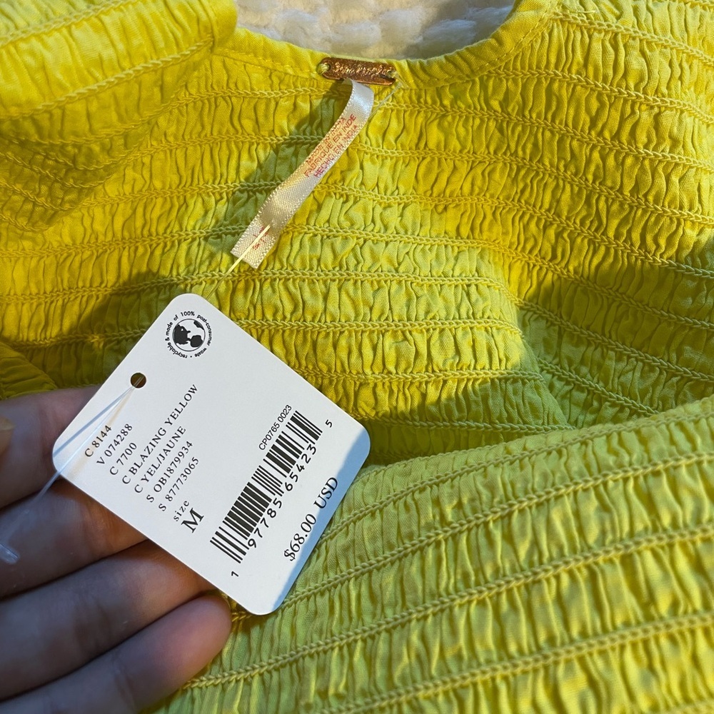 Free People | Lyla Smocked Open Back Strappy Mini Dress in Blazing Yellow | NWT - Picture 12 of 14